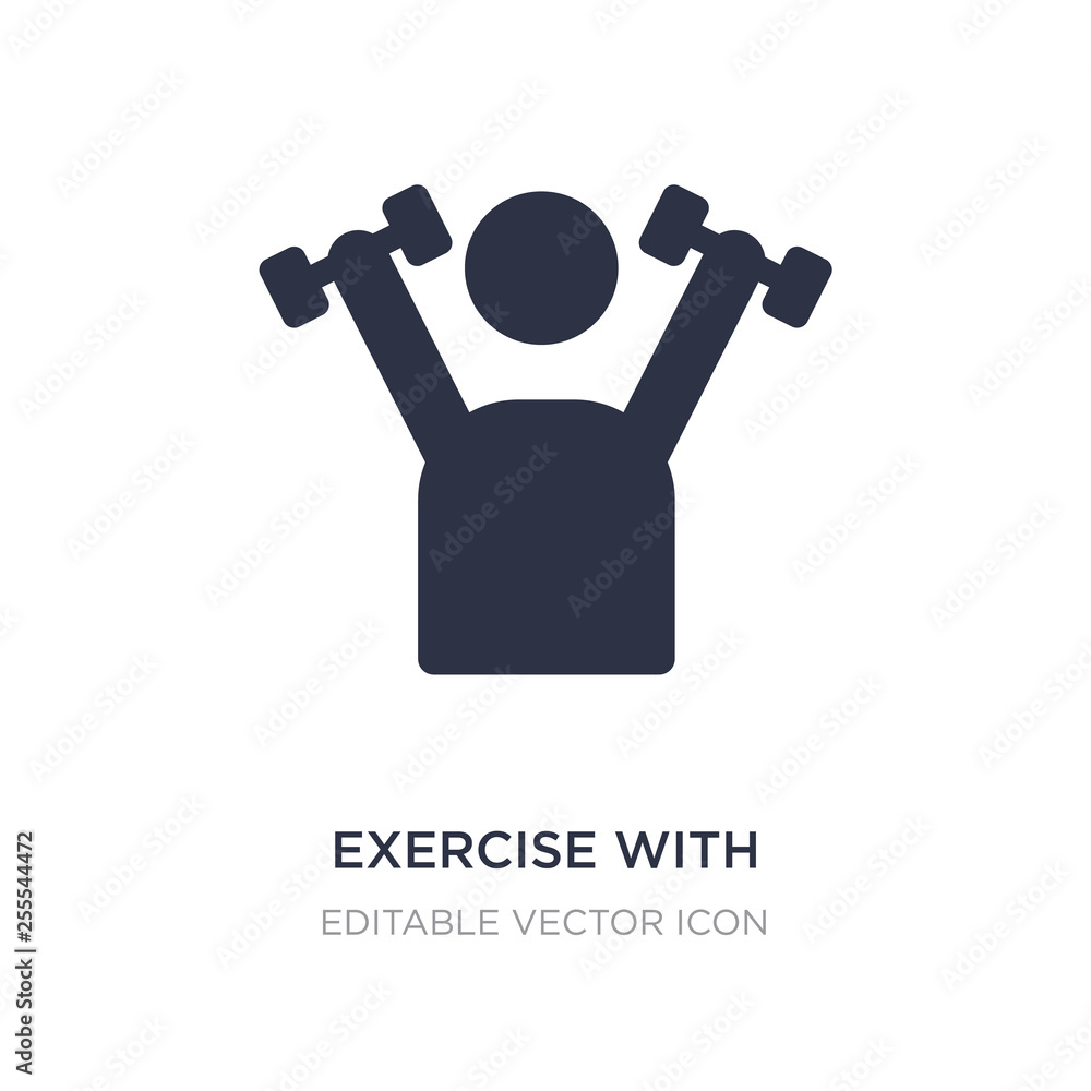 Poster exercise with dumbbells icon on white background. simple element illustration from tools and utensil