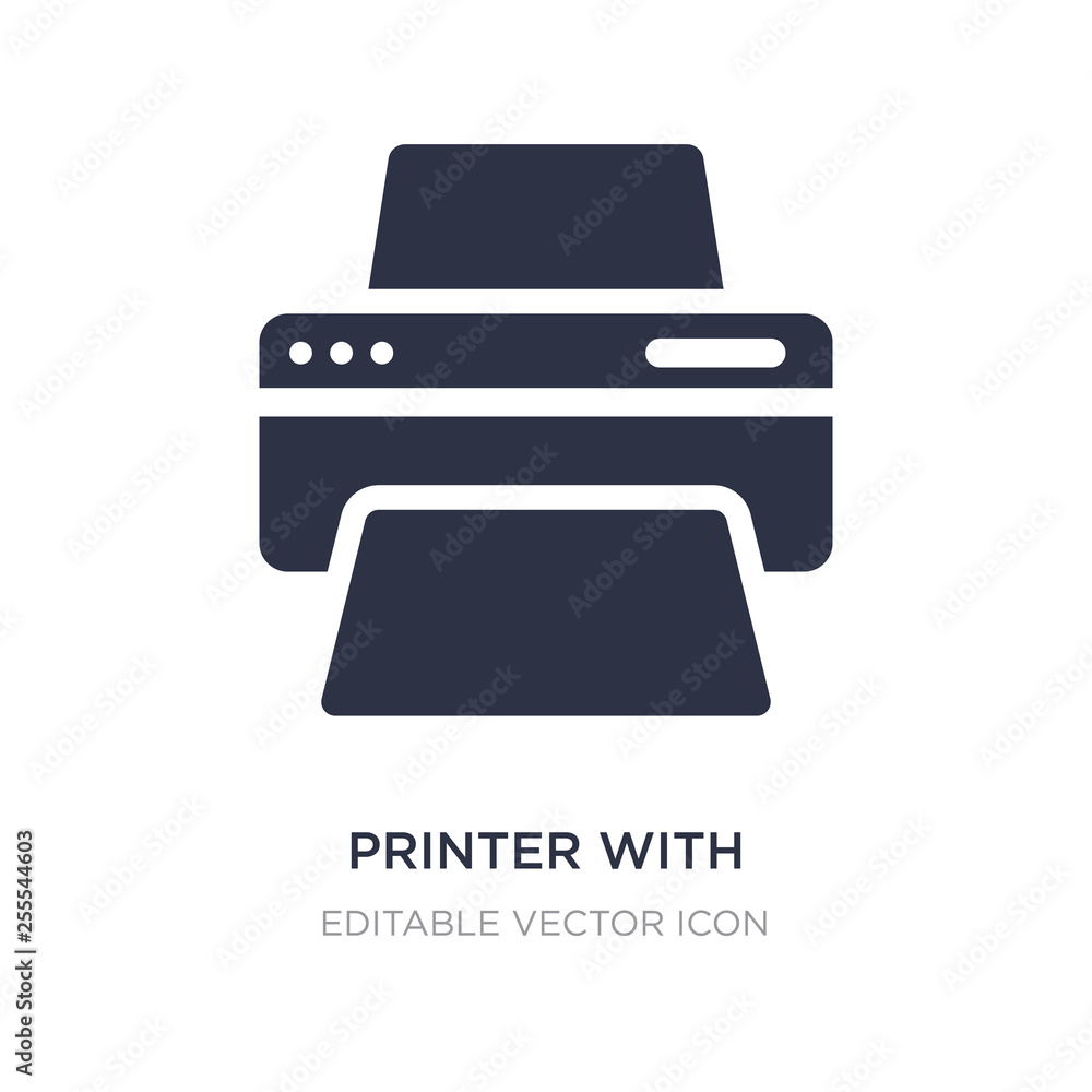 Poster printer with print and paper sheets icon on white background. simple element illustration from tools