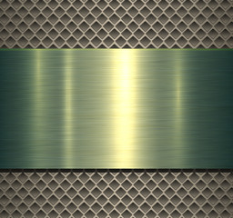 Metallic background green polished texture over perforated background
