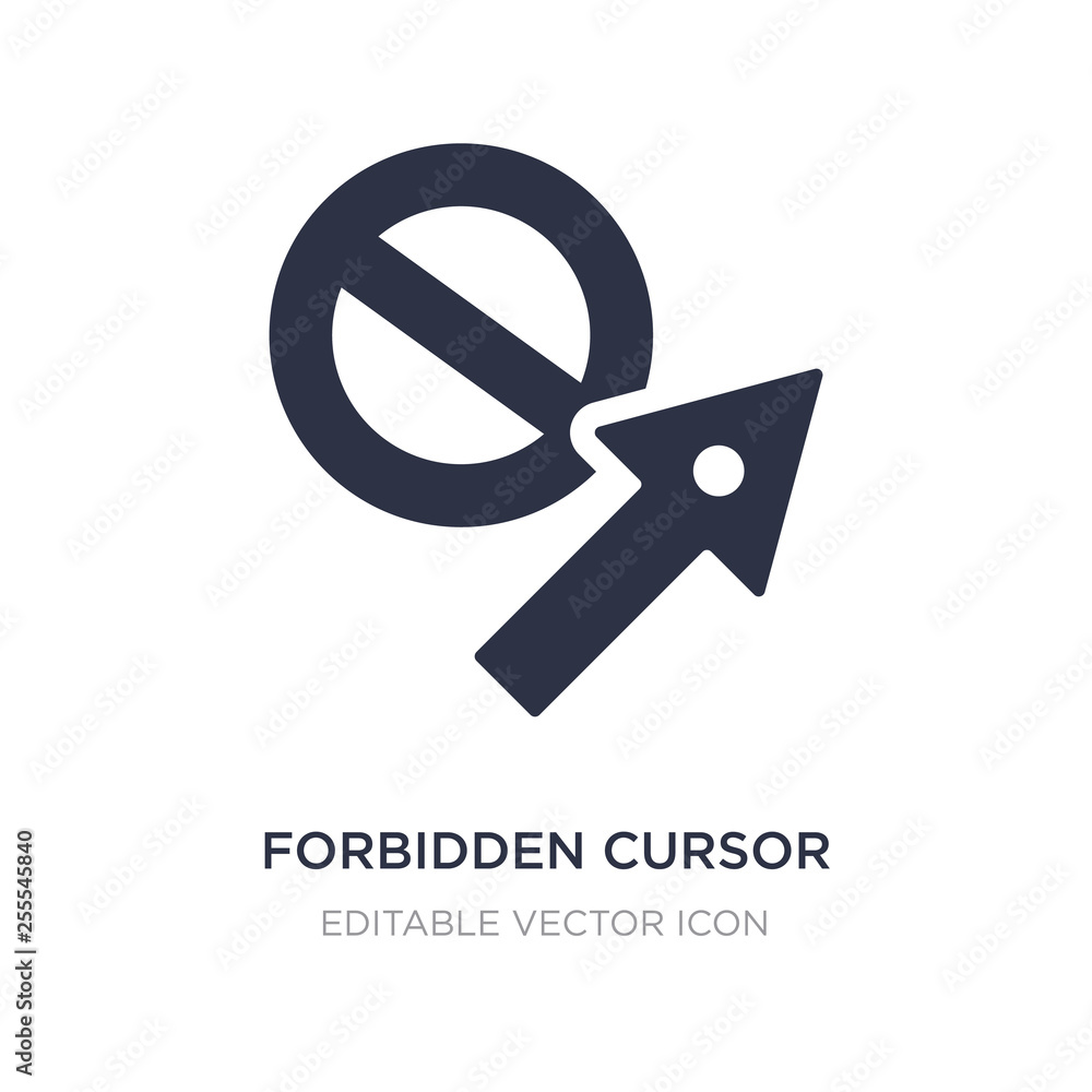 Poster forbidden cursor icon on white background. simple element illustration from ui concept.
