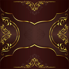 Vintage background with golden lace ornaments and art deco floral decorative elements