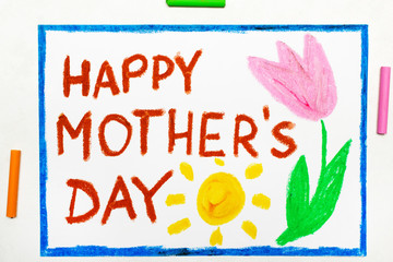 Colorful drawing: Happy Mother's Day card - 255549048
