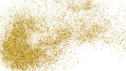 Gold Glitter Texture Isolated On White. Amber Particles Color. Celebratory Background. Golden Explosion Of Confetti. Vector Illustration, Eps 10.