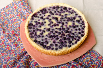 food. sweet pastry. blueberry open pie with blueberry tart
