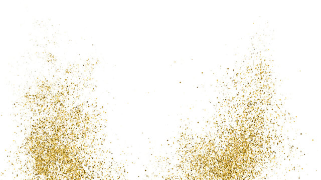 Gold Glitter Texture Isolated On White. Amber Particles Color. Celebratory Background. Golden Explosion Of Confetti. Vector Illustration, Eps 10.