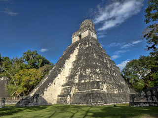 Pyramid of the Jaguar in the national most important Mayan city of Tikal Park, Guatemala
