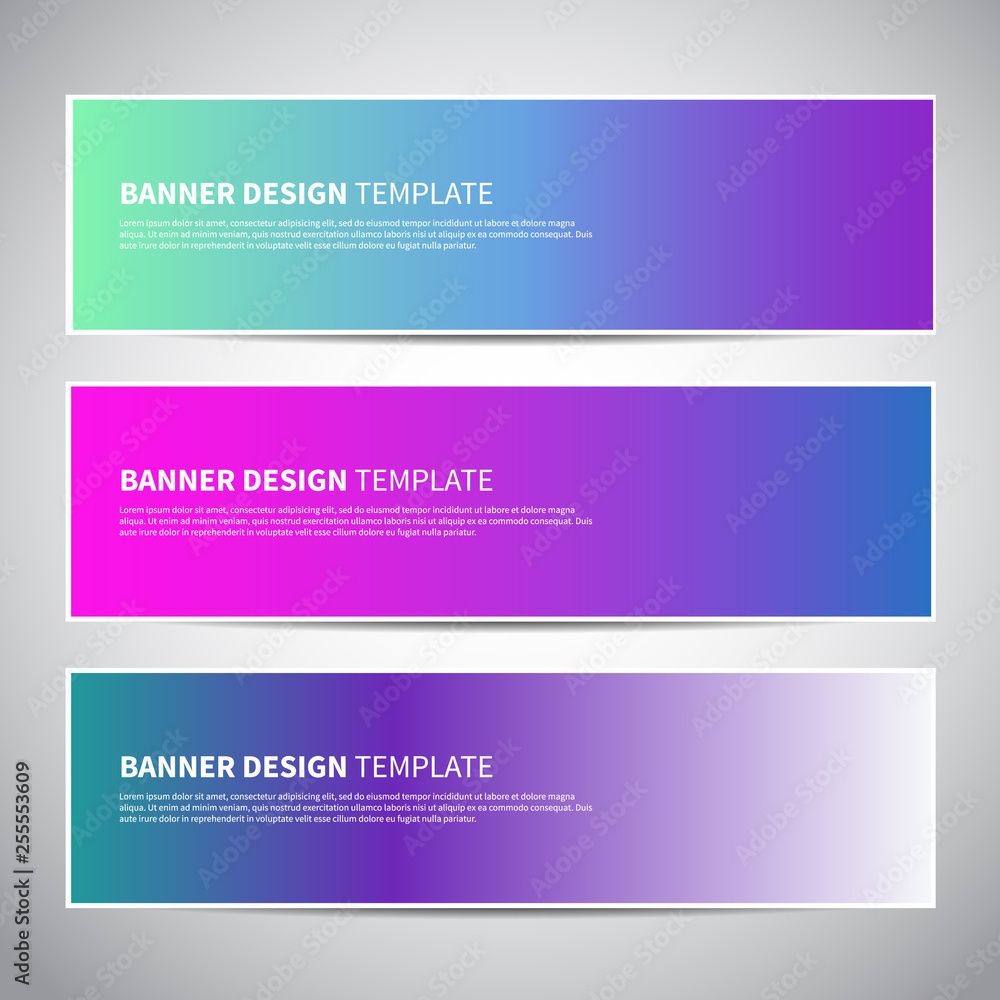 Wall mural Banners or headers with trendy bright gradient colorful background