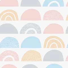  Schattige baby naadloze patroon met pastel ornament. Vector kinderachtige achtergrond in Scandinavische stijl. Vectorillustratie om af te drukken, ontwerp, stof. © Xenia800