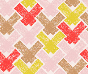 Creative seamless pattern with hand drawn geometric shape. Stamp textured background in nordic style. Grunge vector illustration for print, design, fabric.