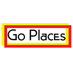 go places stamp on white