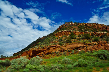 Fototapeta na wymiar blue sky in red rock canyon