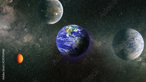 Earth In The Outer Space Collage Earth And Galaxies In