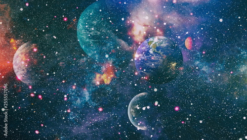 Earth In The Outer Space Collage Earth And Galaxies In