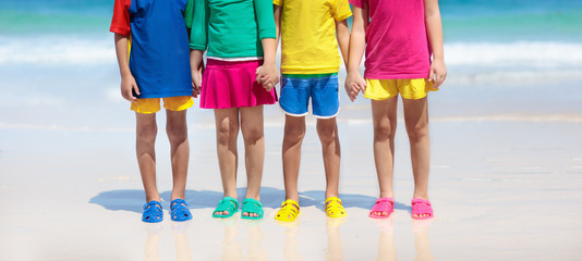 Kids beach shoes. Children summer sea footwear.