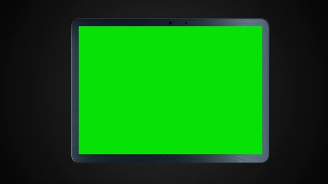 Modern tablet pc with green screen for creative, 3d rendering background, computer generated backdrop