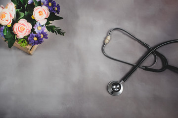 Fototapeta na wymiar stethoscope, health and medical concept.
