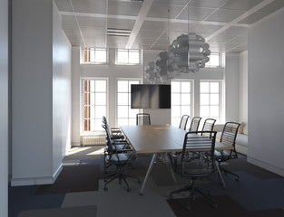 Office Photorealistic Render. 3D illustration. Meeting room.