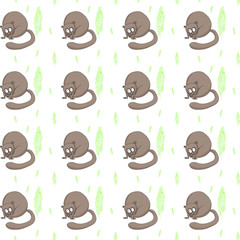 Seamless pattern, vector illustration, image of a cartoon funny wild animal, lory