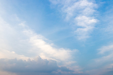 Fototapeta na wymiar Clear beautiful blue sky with white cloud background
