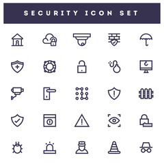Set of different security icon or symbol on white background for technology concept.