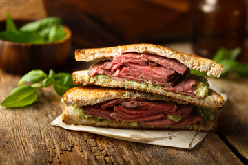 Homemade roast beef sandwich