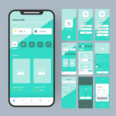 Mobile UI Kit, UI and UX designs for screens.