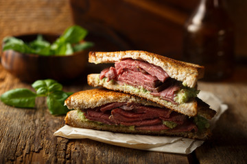 Homemade roast beef sandwich