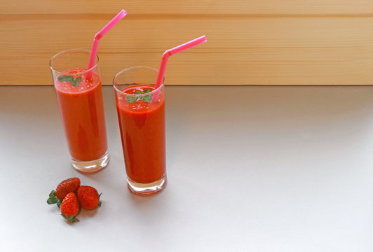 two strayberry smoothies