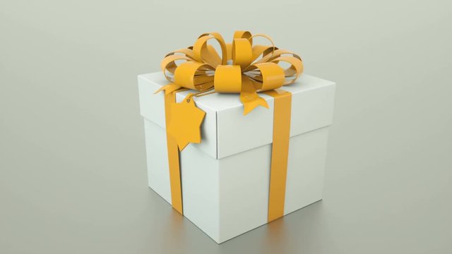 Beautiful and stylish gift box with ribbon and bow, 3d rendering background for holiday, festive, celebratory creative, computer generated