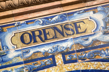 Orense Sign; Plaza de Espana Square; Seville