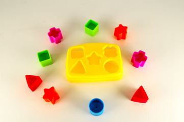 Close-up of colored geometreic plastic toy
