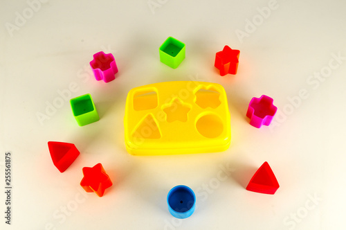 Close-up of colored geometreic plastic toy
