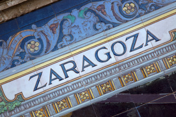 Zaragoza Sign; Plaza de Espana Square; Seville