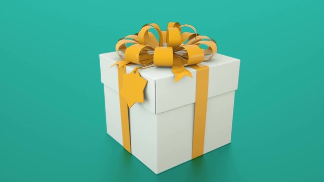 Beautiful and stylish gift box with ribbon and bow, 3d rendering background for holiday, festive, celebratory creative, computer generated