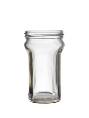 empty glass jar with the increased neck without cover isolated on a white background