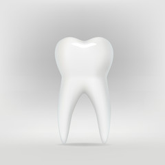 Dental illustration of a tooth, on a gray background. Vector