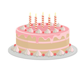 Birthday cake. Design elements isolated on white-vector.