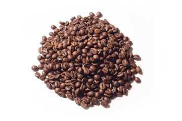 heap of coffee beans isolated on white
