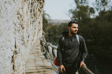 young man in the forest