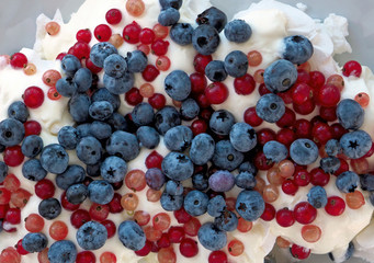 Whipped cream with berries.