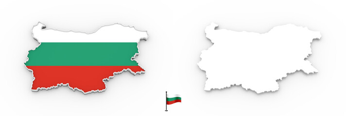 Obraz premium 3D map of Bulgaria white silhouette and flag