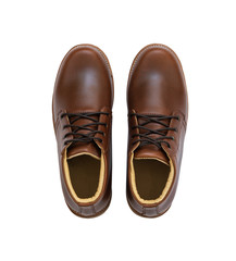 Men’s ankle boot with brown oil pull up leather isolated on a white background. Clipping path