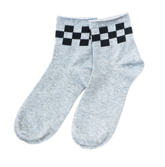 Pair of socks isolated on a white background, Top view, Clipping Path
