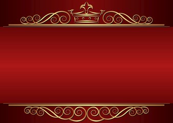 red background with crown and golden ornament © mtmmarek