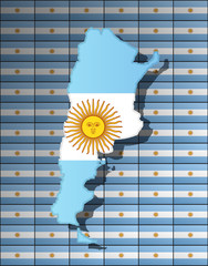 Graphic illustration of an Argentinian flag with a contour of its borders