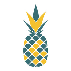 Pineapple. Flat Icon or Logo. Vector Illustration.