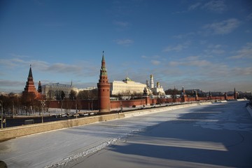 Fototapeta premium Russia. Moscow Kremlin view during sunny winter day