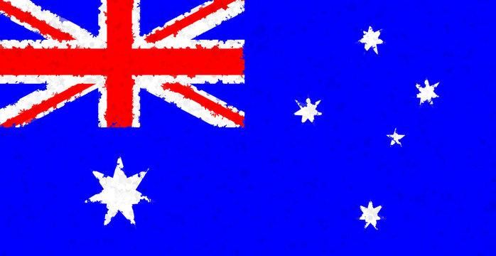 Graphic illustration of an Ausralian flag with an irregular pattern