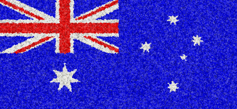 Illustration of an Australian flag with a blossom pattern