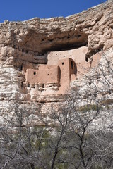 Camp Verde, AZ., U.S.A., Jan. 13, 2018. Arizona Montezuma Castle National Monument-winter slumber. Native American Sinagua Indians well-preserved group of limestone & mortar cliff dwellings circa 1125